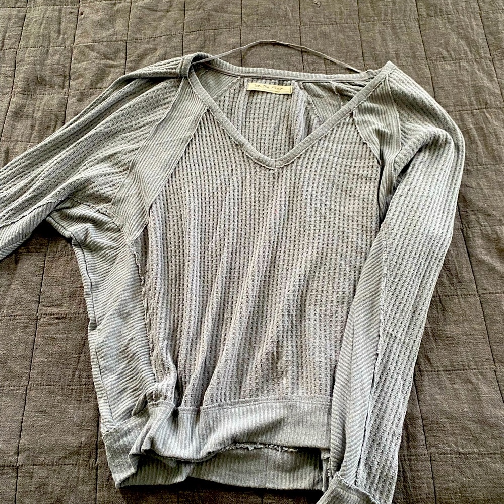 We The Free waffle v-neck top